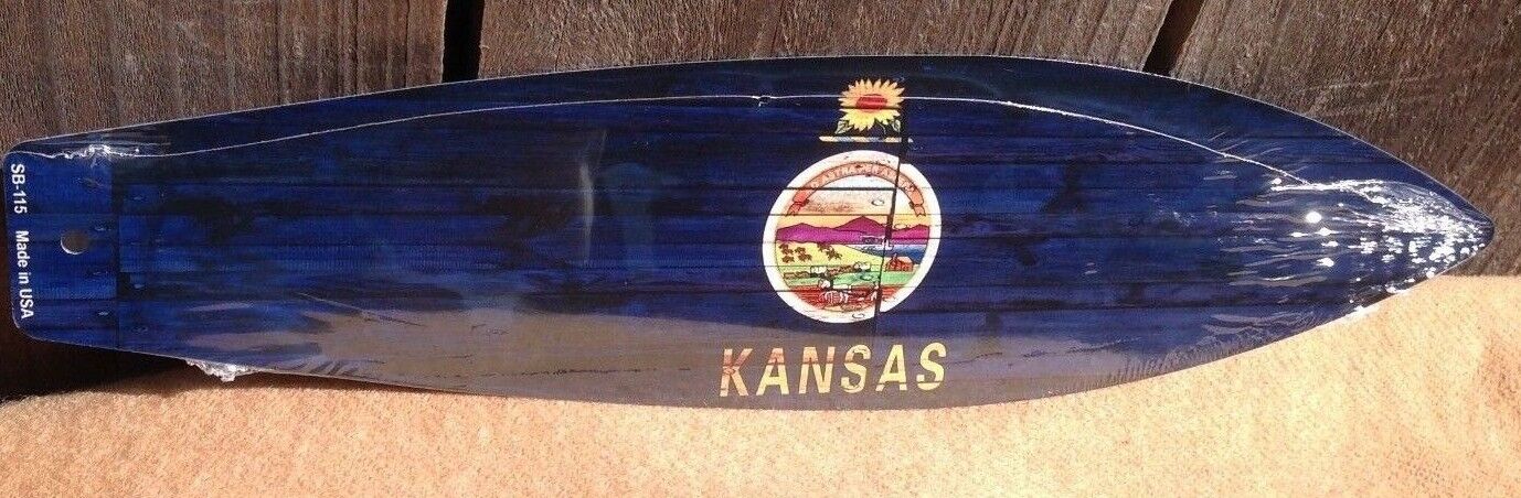 Kansas State Flag Mini Novelty Beach Surf Board Sign 17" x 4.5"