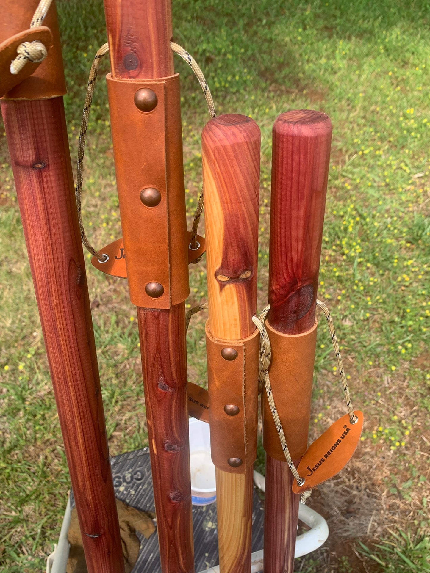 Rugged Terrain Red Cedar Walking Stick Wood Hiking Staff Hand Carved