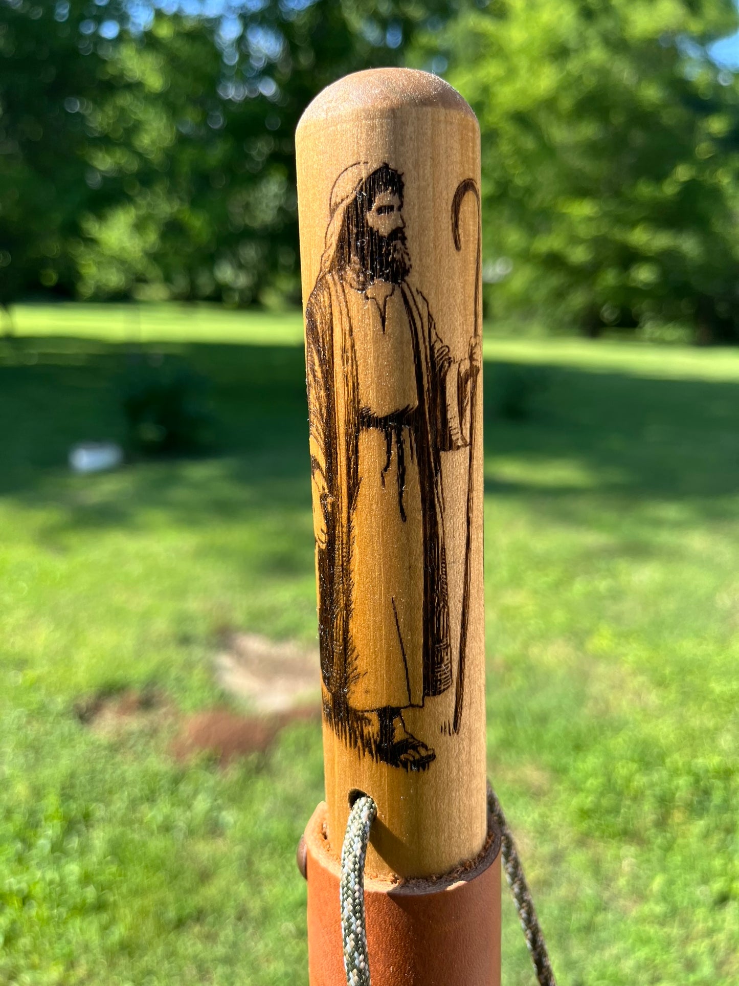 Psalm 23, Natural Earth Tones Poplar Wood Walking Stick, Hiking Staff, Bible Verse, Personalized Gift