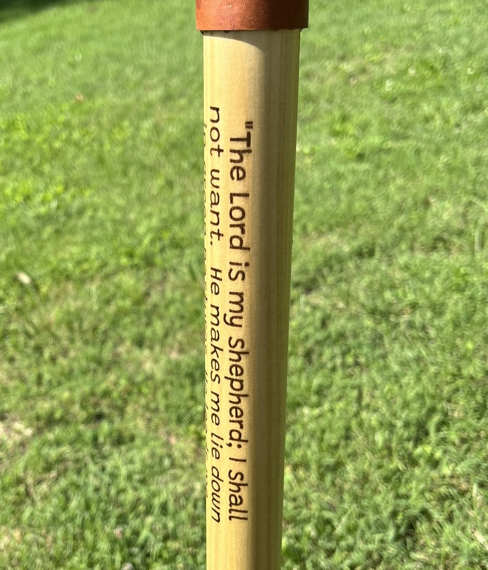 Psalm 23, Natural Earth Tones Poplar Wood Walking Stick, Hiking Staff, Bible Verse, Personalized Gift