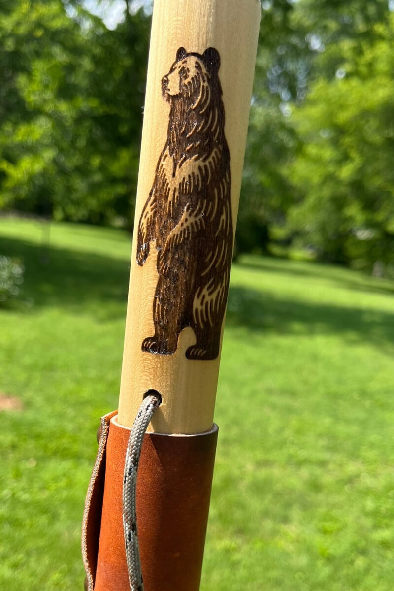 Standing Black Bear, Natural Earth Tones Poplar Wood Walking Stick Hiking Staff Hand Carved Pole, Personalized Gift