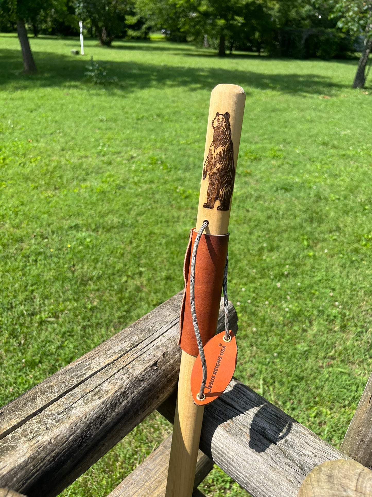 Standing Black Bear, Natural Earth Tones Poplar Wood Walking Stick Hiking Staff Hand Carved Pole, Personalized Gift